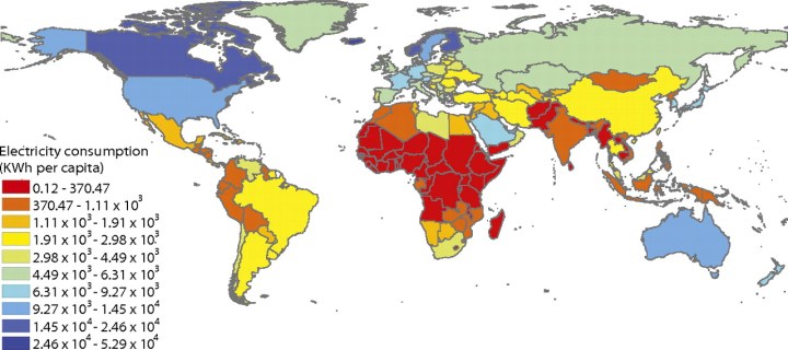 Global percapita electricity consumption